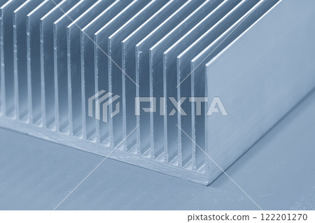 Close up scene the profile extrusion fin shape manufacturing concept. 122201270