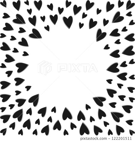 Stylized Hand drawn black Hearts Circular Frame border. Black Day Greeting Copy space Template idea Stylized Hand drawn black Hearts Circular Frame border. Black Day Greeting Copy space Template idea 122201511