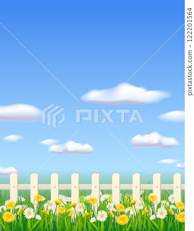 Spring landscape field green grass, daisy, dandelion flowers Spring landscape field green grass, daisy, dandelion flowers 122201564