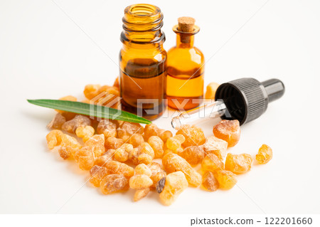 Frankincense or olibanum aromatic resin isolated on white background used in incense and perfumes. 122201660