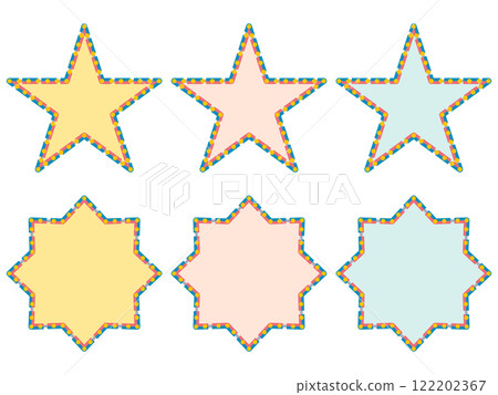 彩色虛線星形標籤 122202367