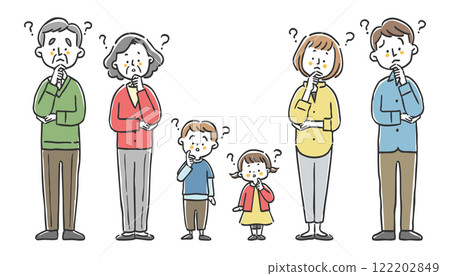 Question Family three generations Full body Vector Question Family three generations Full body Vector 122202849
