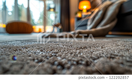 Cozy living room with soft carpet and warm lighting Cozy living room with soft carpet and warm lighting 122202857