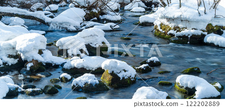 「青森縣」冰雪覆蓋的奧入瀨溪流 - 冬天的自然美景 122202889