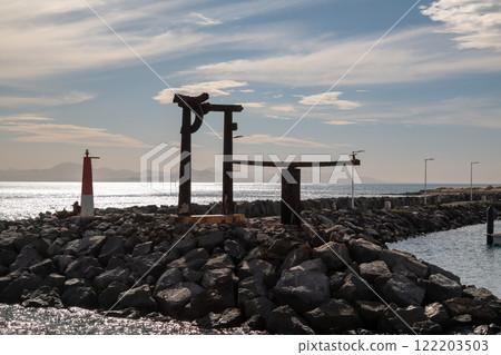 Pier made of volcanic stones, La Graciosa, Spain 122203503