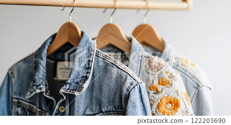 Second-hand vintage jacket with colorful...-插圖素材 [122203690] - PIXTA圖庫