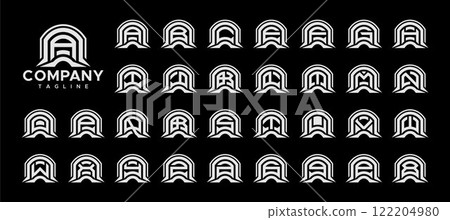 Simple line abstract initial letter A-Z logo set 122204980