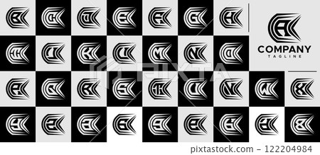 Sharp speed line abstract letter A-Z logo set Sharp speed line abstract letter A-Z logo set 122204984