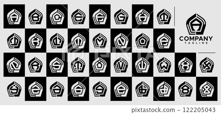 Set of abstract dome initial A to Z letter logo 122205043