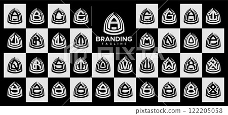 Line arch dome monogram letter A-Z logo set Line arch dome monogram letter A-Z logo set 122205058