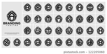 Geometric arch dome initial A-Z letter logo bundle 122205060