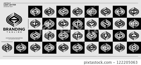 Organic leaf line initial letter A-Z logo bundle 122205063