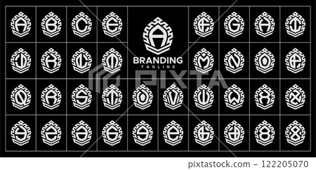 technology line arch dome letter A-Z logo set technology line arch dome letter A-Z logo set 122205070