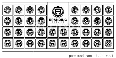 Luxury sun shield initial letter A-Z logo bundle 122205091