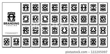 Square compass monogram A-Z letter logo collection Square compass monogram A-Z letter logo collection 122205097