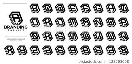 Modern line box pack letter A-Z initial logo set Modern line box pack letter A-Z initial logo set 122205098