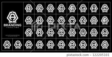 Company abstract line initial A-Z letter logo set 122205101