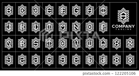 Geometry line abstract initial A-Z letter logo set Geometry line abstract initial A-Z letter logo set 122205106
