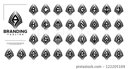 Luxury abstract line letter A-Z initial logo set Luxury abstract line letter A-Z initial logo set 122205109