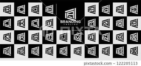 Simple line abstract initial letter A-Z logo set 122205113