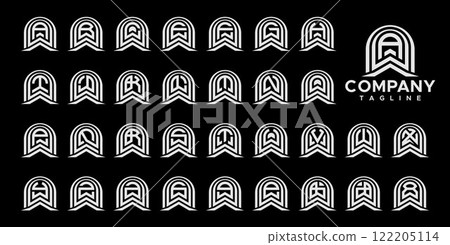 Geometric abstract monogram letter A-Z logo set 122205114