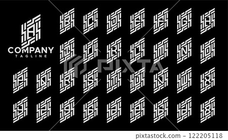 Flat line abstract monogram A to Z letter logo set Flat line abstract monogram A to Z letter logo set 122205118
