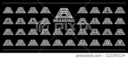 Simple line trapezoid letter A-Z logo set Simple line trapezoid letter A-Z logo set 122205124
