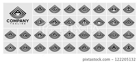 Line triangle cone initial letter A to Z logo set Line triangle cone initial letter A to Z logo set 122205132