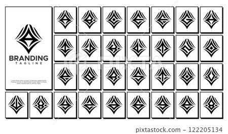 Geometric sparkle star initial letter A-Z logo set Geometric sparkle star initial letter A-Z logo set 122205134