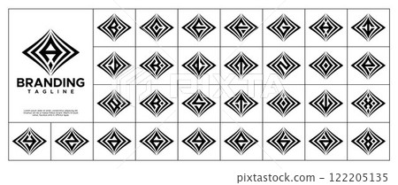 Line sparkle star initial letter A-Z logo set 122205135