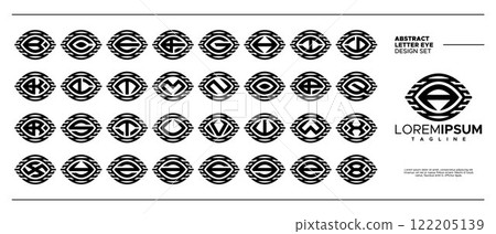 Stripe line eye monogram A-Z letter logo set 122205139
