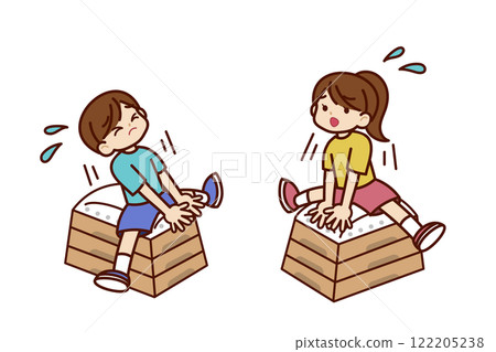 Boy and girl having fun with the vaulting box Boy and girl having fun with the vaulting box 122205238