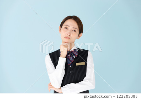 Woman uniform worries Woman uniform worries 122205393