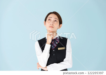 Woman uniform worries Woman uniform worries 122205397