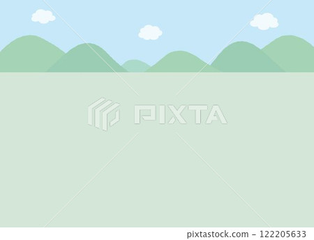 簡單的風景背景，藍天上漂浮著白雲，遠處的山巒 122205633