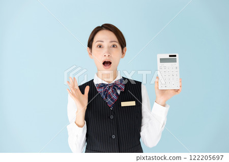 女制服計算器驚訝 122205697