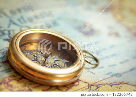 Old compass and map Old compass and map 122205742