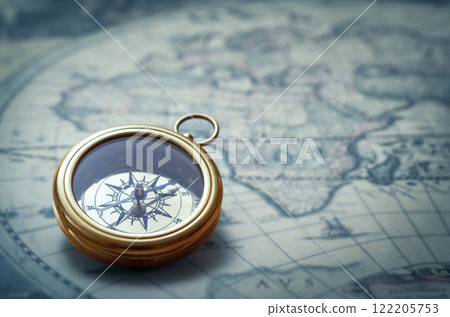 Old compass and map 122205753