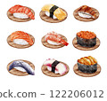 Sushi + Plate Volume 9 Illustrations Hand-drawn Watercolor 122206012