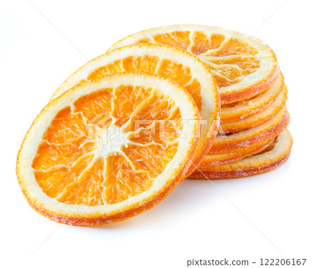 Dried orange slices on white background Dried orange slices on white background 122206167