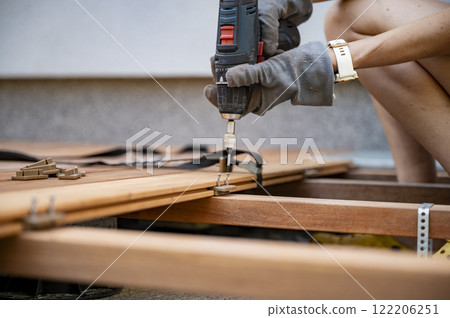 Precision woodworking with power tools in action 122206251