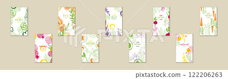 Natural Fruit Flyer and Card Cover Design Vector Set 122206263