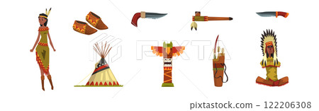 Indian Ethnic Tool and Authentic Object Vector Set 122206308
