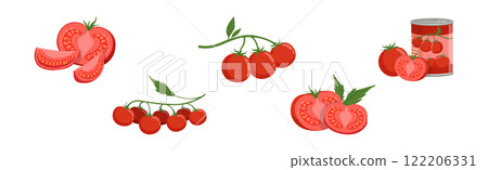 Tasty Red Tomato Food and Product Vector Set Tasty Red Tomato Food and Product Vector Set 122206331