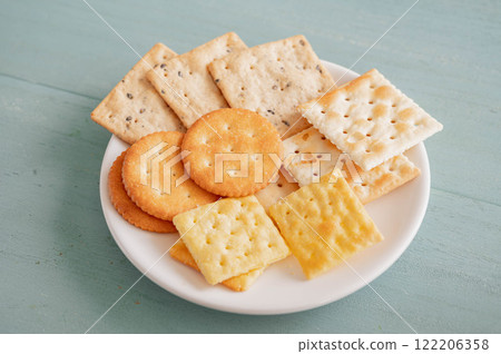 Crackers on a plate Crackers on a plate 122206358