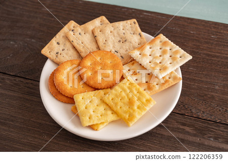 Crackers on a plate Crackers on a plate 122206359