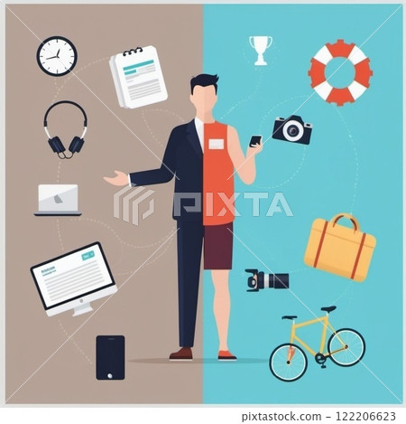 Lifestyle, work and leisure balance 122206623