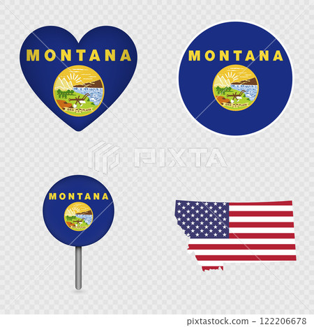 Montana State Flag Icons Pack. Vector illustration. 122206678