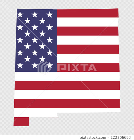 New Mexico state map with American national flag. New Mexico state map with American national flag. 122206693