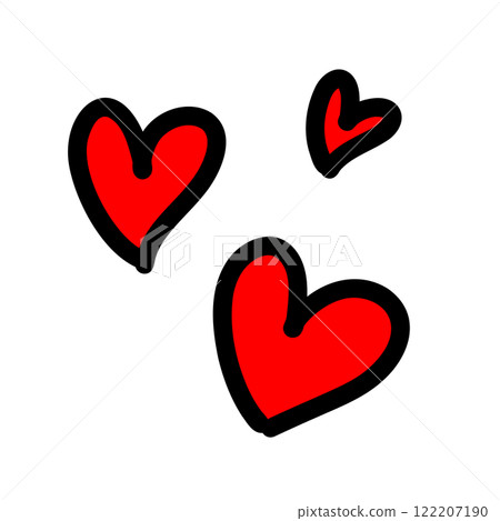 Handwritten heart set red vector Handwritten heart set red vector 122207190